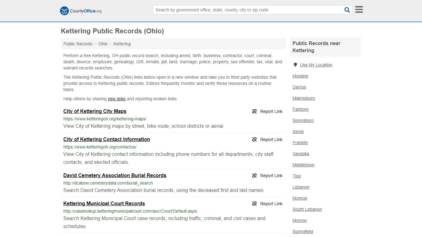 Public Records - Kettering, OH (Business, Criminal, GIS, Property ...