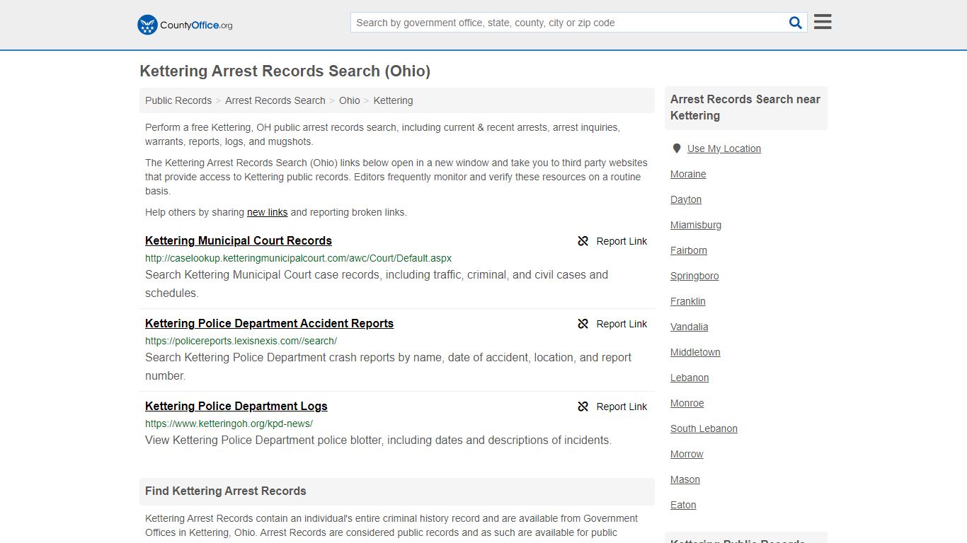 Arrest Records Search - Kettering, OH (Arrests & Mugshots) - County Office
