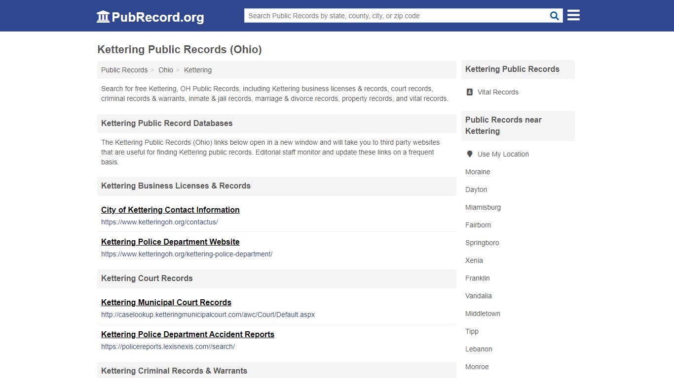 Free Kettering Public Records (Ohio Public Records) - PubRecord.org